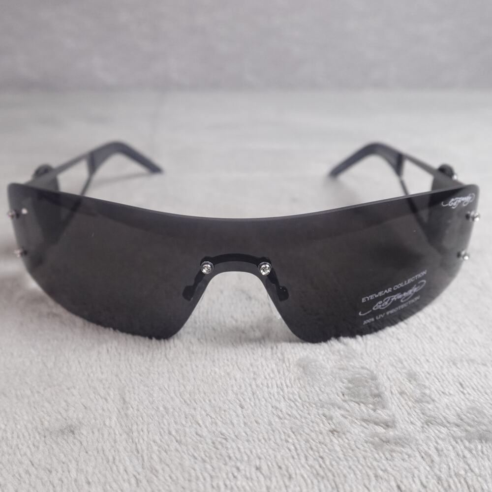 Ed Hardy Rhinestone Skull Shield Sunglasses UV400 NEW